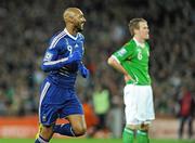 14 November 2009; Nicolas Anelka, France, celebrates after scoring his side's first goal. FIFA 2010 World Cup Qualifying Play-off 1st Leg, Republic of Ireland v France, Croke Park, Dublin. Photo by Sportsfile