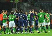 14 November 2009; Republic of Ireland and France players following the final whistle. FIFA 2010 World Cup Qualifying Play-off 1st Leg, Republic of Ireland v France, Croke Park, Dublin. Picture credit: Stephen McCarthy / SPORTSFILE