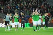 14 November 2009; The Republic of Ireland team salute the fans at the end of the game. FIFA 2010 World Cup Qualifying Play-off 1st Leg, Republic of Ireland v France, Croke Park, Dublin. Photo by Sportsfile