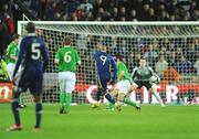 14 November 2009; Nicolas Anelka, France, shoots to score his side's first goal. FIFA 2010 World Cup Qualifying Play-off 1st Leg, Republic of Ireland v France, Croke Park, Dublin. Picture credit: Stephen McCarthy / SPORTSFILE