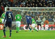 14 November 2009; Nicolas Anelka, France, scores his side's first goal. FIFA 2010 World Cup Qualifying Play-off 1st Leg, Republic of Ireland v France, Croke Park, Dublin. Picture credit: Stephen McCarthy / SPORTSFILE