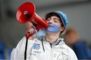 29 January 2016; A Castleknock College supporter leads the chants before the start of the match. Bank of Ireland Leinster Schools Senior Cup 1st Round, Blackrock College v Castleknock College, Donnybrook Stadium, Donnybrook, Dublin. Picture credit: Seb Daly / SPORTSFILE