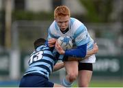 29 January 2016; Gavin Mullin, Blackrock College, is tackled by Nicholas Eastmond, Castleknock College. Bank of Ireland Leinster Schools Senior Cup 1st Round, Blackrock College v Castleknock College, Donnybrook Stadium, Donnybrook, Dublin. Picture credit: Seb Daly / SPORTSFILE