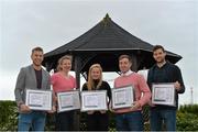 29 January 2016; Graduates who graduated today from the GPA Jim Madden Leadership Programme pictured, from left, Jonny Cooper, Dublin footballer, Patricia Jackman, Waterford Camogie, Gemma Begley, Tyrone ladies football, Noel Connors, Waterford hurler, and Ger Cafferkey, Mayo footballer. Maynooth University announced the accreditation of the Programme today, designed to develop leadership skills amongst county Gaelic football, hurling, ladies football and camogie players. Radisson Hotel, Dublin Airport, Dublin. Picture credit: Piaras Ó Mídheach / SPORTSFILE