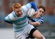 29 January 2016; Gavin Mullin, Blackrock College, is tackled by Josh Connolly, Castleknock College. Bank of Ireland Leinster Schools Senior Cup 1st Round, Blackrock College v Castleknock College, Donnybrook Stadium, Donnybrook, Dublin. Picture credit: Seb Daly / SPORTSFILE