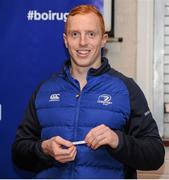 29 January 2016; Darragh Fanning draws St, Michael's College in the Bank of Ireland Leinster Schools Senior Cup 2nd Round / Quarter Final Draw. Donnybrook Stadium, Donnybrook, Dublin. Picture credit: Seb Daly / SPORTSFILE