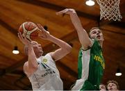 30 January 2016; Kieran Donaghy, St Brendan's Tralee, in action against Valdas Grabauskas, Leixlip Nemunas. Men's Intermediate Basketball Cup Final, St Brendan's Tralee v Leixlip Nemunas, National Basketball Arena, Tallaght, Co. Dublin. Picture credit: Sam Barnes / SPORTSFILE