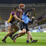 30 January 2016; David O'Callaghan, Dublin, in action against Andrew Kenny, left, and Andrew Shore, Wexford. Bord na Mona Walsh Cup Final, Dublin v Wexford. Croke Park, Dublin. Picture credit: Stephen McCarthy / SPORTSFILE