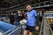 30 January 2016; Dublin captain Liam Rushe with the Walsh Cup following his side's victory. Bord na Mona Walsh Cup Final, Dublin v Wexford. Croke Park, Dublin. Picture credit: Stephen McCarthy / SPORTSFILE
