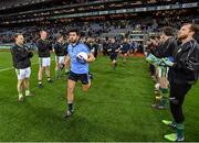 30 January 2016; Dublin's Cian O'SullEvan runs out as the Kerry players form a guard of honour for the 2015 GAA Football All-Ireland Champions. Allianz Football League, Division 1, Round 1, Dublin v Kerry, Croke Park, Dublin. Picture credit: Stephen McCarthy / SPORTSFILE