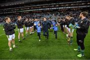 30 January 2016; Dublin captain Stephen Cluxton leads his side out as the Kerry players form a guard of honour for the 2015 GAA Football All-Ireland Champions. Allianz Football League, Division 1, Round 1, Dublin v Kerry, Croke Park, Dublin. Picture credit: Stephen McCarthy / SPORTSFILE