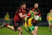 30 January 2016; Michael Carroll, Donegal, in action against Peter Turley, Down. Allianz League, Division 1, Round 1, Down v Donegal, Páirc Esler, Newry, Co. Down. Picture credit: Oliver McVeigh / SPORTSFILE