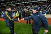 30 January 2016; Kerry manager Eamonn Fitzmaurice, left, and Dublin manager Jim Gavin shake hands after the game. Allianz Football League, Division 1, Round 1, Dublin v Kerry. Croke Park, Dublin. Picture credit: Stephen McCarthy / SPORTSFILE