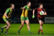 30 January 2016; Darragh O'Hanlon, Down, in action against Neil Gallagher and Michael Murphy, Donegal. Allianz League, Division 1, Round 1, Down v Donegal, Páirc Esler, Newry, Co. Down. Picture credit: Oliver McVeigh / SPORTSFILE