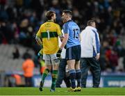 30 January 2016; Paddy Andrews, Dublin, shakes hands with Brendan Kealy, Kerry, after the game. Allianz Football League, Division 1, Round 1, Dublin v Kerry, Croke Park, Dublin. Picture credit: Dáire Brennan / SPORTSFILE