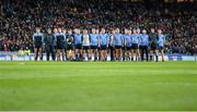 30 January 2016; The Dublin panel stand together for the national anthem. Allianz Football League, Division 1, Round 1, Dublin v Kerry, Croke Park, Dublin. Picture credit: Dáire Brennan / SPORTSFILE