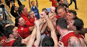 30 January 2016; Templeogue celebrate after the game. Basketball Ireland Men's National Cup Final, GCD Swords Thunder v Templeogue, National Basketball Arena, Tallaght, Co. Dublin. Picture credit: Sam Barnes / SPORTSFILE