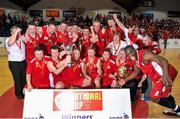 30 January 2016; Templeogue pose for a photograph with the cup. Basketball Ireland Men's National Cup Final, GCD Swords Thunder v Templeogue, National Basketball Arena, Tallaght, Co. Dublin. Picture credit: Sam Barnes / SPORTSFILE