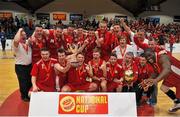30 January 2016; Templeogue pose for a photograph with the cup. Basketball Ireland Men's National Cup Final, GCD Swords Thunder v Templeogue, National Basketball Arena, Tallaght, Co. Dublin. Picture credit: Sam Barnes / SPORTSFILE