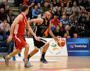 30 January 2016; Isaac Westbrooks, GCD Swords Thunder, in action against Ronan McLoughlin, Templeogue. Basketball Ireland Men's National Cup Final, GCD Swords Thunder v Templeogue, National Basketball Arena, Tallaght, Co. Dublin. Picture credit: Sam Barnes / SPORTSFILE
