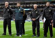 30 January 2016; Kerry manager Eamonn Fitzmaurice, second from left, with selectors, from left, Diarmuid Murphy, Mikey Sheehy and Padraig Corcoran. Allianz Football League, Division 1, Round 1, Dublin v Kerry. Croke Park, Dublin. Picture credit: Stephen McCarthy / SPORTSFILE