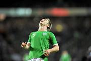 14 November 2009; Kevin Doyle, Republic of Ireland, reacts after watching his shot go wide of the goal. FIFA 2010 World Cup Qualifying Play-off 1st Leg, Republic of Ireland v France, Croke Park, Dublin. Picture credit: David Maher / SPORTSFILE