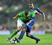 14 November 2009; Leon Best, Republic of Ireland, in action against Eirc Abidal, France. FIFA 2010 World Cup Qualifying Play-off 1st Leg, Republic of Ireland v France, Croke Park, Dublin. Picture credit: David Maher / SPORTSFILE