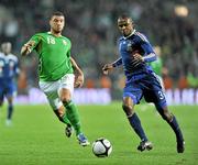 14 November 2009; Leon Best, Republic of Ireland, in action against Eirc Abidal, France. FIFA 2010 World Cup Qualifying Play-off 1st Leg, Republic of Ireland v France, Croke Park, Dublin. Picture credit: David Maher / SPORTSFILE