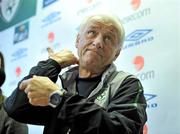 15 November 2009; Republic of Ireland manager Giovanni Trapattoni speaking during a Republic of Ireland press conference after their FIFA 2010 World Cup Qualifying Play-Off first leg match against France on Saturday. Gannon Park, Malahide, Dublin. Picture credit: David Maher / SPORTSFILE