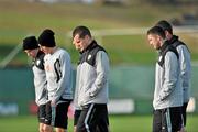 15 November 2009; Republic of Ireland players left to right, Sean St.Ledger, Keith Andrews, Shay Given, and Robbie Keane, as they walk around the training pitch during Republic of Ireland squad training ahead of their FIFA 2010 World Cup Qualifying Play-Off 2nd leg match against France on Wednesday. Gannon Park, Malahide, Dublin. Picture credit: David Maher / SPORTSFILE