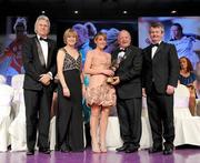 14 November 2009; Siobhan McGrath of Dublin is presented with her All-Star award by Pat Quill, President, Cumann Peil Gael na mBan, in the company of, from left, Tony Towell, O'Neills, Mary Davis, Managing Director, Special Olympics Europe / Eurasia and Pol O Gallchoir, Ceannsai, TG4. TG4 O'Neill's Ladies Football All-Star Awards 2009, Citywest Hotel, Conference, Leisure and Golf Resort, Dublin. Picture credit: Brendan Moran / SPORTSFILE