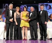 14 November 2009; Norita Kelly of Cork is presented with her All-Star award by Pat Quill, President, Cumann Peil Gael na mBan, in the company of, from left, Tony Towell, O'Neills, Mary Davis, Managing Director, Special Olympics Europe / Eurasia and Pol O Gallchoir, Ceannsai, TG4. TG4 O'Neill's Ladies Football All-Star Awards 2009, Citywest Hotel, Conference, Leisure and Golf Resort, Dublin. Picture credit: Brendan Moran / SPORTSFILE