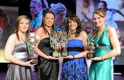 14 November 2009; Young Players of the Year, from left, Niamh McLoughlin, Donegal, Niamh O'Dea, Clare, Cliona Murray, Meath and Aileen Gilroy of Mayo. TG4 O'Neill's Ladies Football All-Star Awards 2009, Citywest Hotel, Conference, Leisure and Golf Resort, Dublin. Picture credit: Brendan Moran / SPORTSFILE