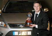 15 November 2009; Gary Twigg of Shamrock Rovers with his PFAI Ford Premier Division Player of the Year 2009 award. PFAI Ford Awards 2009, The Burlington Hotel, Dublin. Picture credit: Brendan Moran / SPORTSFILE