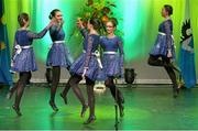30 January 2016; The Birr team of, Sarah Cooke, Jane Garahy, Eve Murray, Gráinne Nolan, Aideen O'Halloran, Leah Scully, Sarah Cooke and Tara Seguain, representing Offaly and Leinster, in the Rince Foirne competition. Scór na nÓg. INEC, Gleneagle Hotel, Killarney, Co. Kerry. Picture credit: Piaras Ó Mídheach / SPORTSFILE