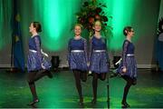 30 January 2016; The Birr team of, Sarah Cooke, Jane Garahy, Eve Murray, Gráinne Nolan, Aideen O'Halloran, Leah Scully, Sarah Cooke and Tara Seguain, representing Offaly and Leinster, in the Rince Foirne competition. Scór na nÓg. INEC, Gleneagle Hotel, Killarney, Co. Kerry. Picture credit: Piaras Ó Mídheach / SPORTSFILE