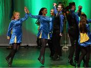 30 January 2016; Eventual winners Silverbridge Harps team of, Shea Bradley, Aoife Lavelle, Alannah Grant, Ryan McKeown, Dearbhla Grant, Caitlin Murphy, Liath McCreesh and Laura Donnelly representing Armagh and Ulster, in the Rince Foirne competition. Scór na nÓg. INEC, Gleneagle Hotel, Killarney, Co. Kerry. Picture credit: Piaras Ó Mídheach / SPORTSFILE