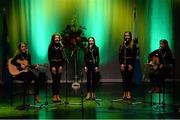 30 January 2016; The An Port Rua team of, Daron Creamer, Alanna Freeman, Emma Leo, Aisling Sheedy and Claire O'Brien, representing Tipperary and Munster, in the Bailéad Ghrúpa competition. Scór na nÓg. INEC, Gleneagle Hotel, Killarney, Co. Kerry. Picture credit: Piaras Ó Mídheach / SPORTSFILE