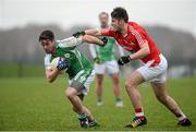 31 January 2016; Sean Hickey, London, in action against Patrick Reilly, Louth. Allianz Football League, Division 4, Round 1, Louth v London. Louth Centre of Excellence, Darver, Co. Louth. Photo by Sportsfile