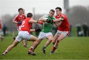 31 January 2016; Adrian Hanlon, London, in action against Padraig Rath, left, and Tommy Durnin, Louth. Allianz Football League, Division 4, Round 1, Louth v London. Louth Centre of Excellence, Darver, Co. Louth. Photo by Sportsfile