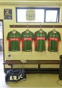 31 January 2016; Jerseys of Mayo players hang in the dressing room before the game. Allianz Football League, Division 1, Round 1, Cork v Mayo. Páirc Ui Rinn, Cork. Picture credit: Diarmuid Greene / SPORTSFILE