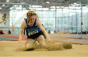 31 January 2016; Rachel Bowler, Tralee Harriers A.C, competing in the Junior Womens Long Jump at the GloHealth Junior & U23 Indoor Championships. AIT, Athlone, Co. Westmeath. Picture credit: Sam Barnes / SPORTSFILE