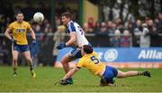 31 January 2016; Darren Hughes, Monaghan, in action against David Murray, Roscommon. Allianz Football League, Division 1, Round 1, Roscommon v Monaghan, Kiltoom, Roscommon. Picture credit: Stephen McCarthy / SPORTSFILE