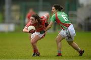 31 January 2016; Orlagh Farmer, Cork, in action against Sarah Tierney, Mayo. Lidl Ladies Football National League, Division 1, Cork v Mayo. Mallow, Co. Cork. Picture credit: Piaras Ó Mídheach / SPORTSFILE