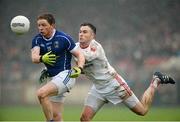 31 January 2016; Jack Brady, Cavan, in action against Cathal McCarron, Tyrone. Allianz Football League, Division 2, Round 1, Tyrone v Cavan, Healy Park, Omagh, Co. Tyrone. Picture credit: Oliver McVeigh / SPORTSFILE