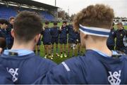 31 January 2016; The Castleknock College squad receive instructions from their coach ahead of the game. Bank of Ireland Leinster Schools Junior Cup, Round 1, Belvedere College v Castleknock College, Donnybrook Stadium, Donnybrook, Dublin. Picture credit: Ramsey Cardy / SPORTSFILE