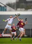 31 January 2016; Johnny Byrne, Kildare, in action against Shane Flanagan, Westmeath. Allianz Football League, Division 3, Round 1, Westmeath v Kildare, TEG Cusack Park, Mullingar, Co. Westmeath. Picture credit: Seb Daly / SPORTSFILE