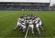 31 January 2016; The Belvedere College team huddle ahead of the game. Bank of Ireland Leinster Schools Junior Cup, Round 1, Belvedere College v Castleknock College, Donnybrook Stadium, Donnybrook, Dublin. Picture credit: Ramsey Cardy / SPORTSFILE