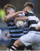 31 January 2016; Ian Birmingham, Castleknock College, is tackled by John Meagher, Belvedere College. Bank of Ireland Leinster Schools Junior Cup, Round 1, Belvedere College v Castleknock College, Donnybrook Stadium, Donnybrook, Dublin. Picture credit: Ramsey Cardy / SPORTSFILE