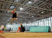 31 January 2016; Mikey Cullen, Menapian's A.C., competing in the U23 Men's Long Jump at the GloHealth Junior & U23 Indoor Championships. AIT, Athlone, Co. Westmeath. Picture credit: Sam Barnes / SPORTSFILE